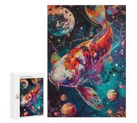 Puzzle 300 PCS pour Adolescents Colorful Koi Fish Art Print Puzzle pour Adolescents Améliore La Mémoire Défi À Compléter Amusant en Famille Et Soirée Jeux 300 PCS