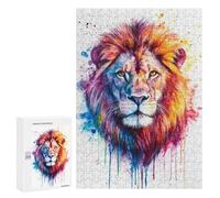 Puzzle 300 PCS pour Adolescents Colorful Lion Watercolor Puzzle Jeux De Famille Assemblage De Motifs Cadeaux Uniques pour Anniversaire Et Noël 300 PCS