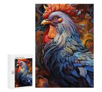 Puzzle 300 PCS pour Adolescents Colorful Rooster Artwork Puzzle pour Adolescents Améliore La Mémoire Défi À Compléter Amusant en Famille Et Soirée Jeux 300 PCS