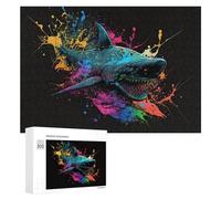 Puzzle 300 PCS pour Adolescents Colorful Shark Splash Artwork -1 Puzzle pour Adultes Jeu De Réflexion, Analyse Et Logique, Idéal comme Cadeau 300 PCS