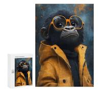 Puzzle 300 PCS pour Adolescents Cool Monkey in Sunglasses Puzzle Jeux De Famille Assemblage De Motifs Cadeaux Uniques pour Anniversaire Et Noël 300 PCS