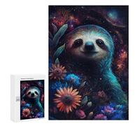 Puzzle 300 PCS pour Adolescents Cosmic Sloth with Flowers-1 Puzzle pour Adolescents Améliore La Mémoire Défi À Compléter Amusant en Famille Et Soirée Jeux 300 PCS