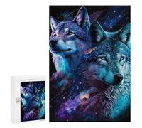 Puzzle 300 PCS pour Adolescents Cosmic Wolf Pair Art Print Puzzles pour Adultes : Améliorent La Mémoire, Difficiles Et Stimulants, Cadeaux De Noël Et d'anniversaire 300 PCS