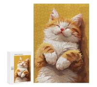 Puzzle 300 PCS pour Adolescents Cozy Tabby Cat Art Puzzle Jeux De Famille Assemblage De Motifs Cadeaux Uniques pour Anniversaire Et Noël 300 PCS