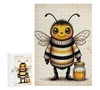 Puzzle 300 PCS pour Adolescents Cute Bee with Honey Jar Jeux De Puzzle Relaxants, Défi Difficile, Cadeaux Uniques pour Anniversaire Et Noël 300 PCS