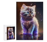 Puzzle 300 PCS pour Adolescents Cute Cosmic Kitten Puzzle Adulte Jeu Manuel Décoration Intérieure Cadeaux Uniques pour Anniversaire Et Noël 300 PCS