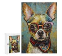 Puzzle 300 PCS pour Adolescents Cute Dog Wearing Glasses Casse-têtes pour Adolescents Analyse Et Logique Interaction Parent-Enfant Jeux Stimulants Jouets 300 PCS