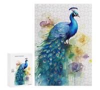 Puzzle 300 PCS pour Adolescents Cute Peacock Watercolor Puzzle pour Adultes Jouets Anti-Stress Difficile Idéal comme Cadeau 300 PCS