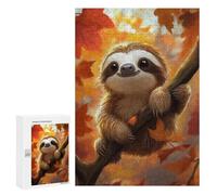 Puzzle 300 PCS pour Adolescents Cute Sloth in Autumn Puzzle Jeux De Famille Assemblage De Motifs Cadeaux Uniques pour Anniversaire Et Noël 300 PCS