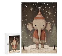 Puzzle 300 PCS pour Adolescents Cute Xmas Elephant Puzzle Jeux De Famille Assemblage De Motifs Cadeaux Uniques pour Anniversaire Et Noël 300 PCS