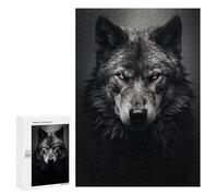 Puzzle 300 PCS pour Adolescents Dark Wolf Portrait Puzzles pour Adultes : Améliorent La Mémoire, Difficiles Et Stimulants, Cadeaux De Noël Et d'anniversaire 300 PCS