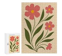 Puzzle 300 PCS Pour Adolescents Delicate Pink Floral Illustration - Elegant Botanical Wall Art for Nature Lovers Casse-têtes Pour Adultes Jeux Relaxants Analyse Et Logique Interaction Parent-enfant 30