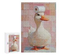 Puzzle 300 PCS pour Adolescents Duck with Toilet Paper Hat Puzzle Jeux De Famille Assemblage De Motifs Cadeaux Uniques pour Anniversaire Et Noël 300 PCS