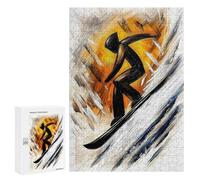 Puzzle 300 PCS pour Adolescents Dynamic Abstract Cubist Snowboarder in Action Jeux De Puzzle Relaxants, Défi Difficile, Cadeaux Uniques pour Anniversaire Et Noël 300 PCS