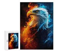 Puzzle 300 PCS pour Adolescents Eagle Fire & Ice Art Print Puzzle pour Adolescents Améliore La Mémoire Défi À Compléter Amusant en Famille Et Soirée Jeux 300 PCS