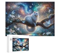 Puzzle 300 PCS pour Adolescents Enchanted Celestial Cat Fantasy Puzzle pour Adultes Jeu De Réflexion, Analyse Et Logique, Idéal comme Cadeau 300 PCS
