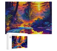 Puzzle 300 PCS pour Adolescents Enchanted Sunset in The Rainforest Puzzle pour Adultes Jeu De Réflexion, Analyse Et Logique, Idéal comme Cadeau 300 PCS