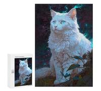 Puzzle 300 PCS pour Adolescents Enchanted White Cat Puzzles pour Adultes Jeux De Détente Décoration Intérieure Cadeaux Uniques pour Anniversaire Et Noël 300 PCS