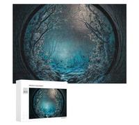 Puzzle 300 PCS pour Adolescents Enchanted Winter Forest Through A Circular Window Puzzles pour Adultes Jeu Familial Course De Vitesse Manuelle Cadeaux Anti-Stress 300 PCS