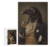 Puzzle 300 PCS pour Adolescents Fancy Gothic Raven Gentleman Portrait Puzzle Adulte Jeu Manuel Décoration Intérieure Cadeaux Uniques pour Anniversaire Et Noël 300 PCS