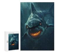 Puzzle 300 PCS pour Adolescents Fantasy Shark Glowing Eyes Puzzles pour Adultes Jeu Familial Décoration Intérieure pour Anniversaire, Noël 300 PCS