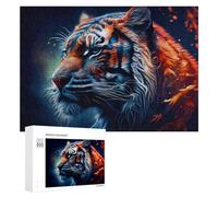 Puzzle 300 PCS pour Adolescents Flame Tiger Digital Art Puzzles pour Adultes Jeu Familial Course De Vitesse Manuelle Cadeaux Anti-Stress 300 PCS