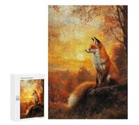 Puzzle 300 PCS pour Adolescents Fox at Sunset Puzzles pour Adultes Jeux De Détente Décoration Intérieure Cadeaux Uniques pour Anniversaire Et Noël 300 PCS