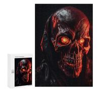 Puzzle 300 PCS pour Adolescents Glowing Red Skull Mask Puzzle Adulte Jeu Manuel Décoration Intérieure Cadeaux Uniques pour Anniversaire Et Noël 300 PCS