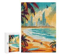 Puzzle 300 PCS pour Adolescents Gold Coast Paradise Jeux De Puzzle Relaxants, Défi Difficile, Cadeaux Uniques pour Anniversaire Et Noël 300 PCS
