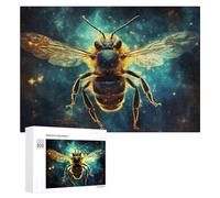 Puzzle 300 PCS pour Adolescents Golden Bee in Cosmic Light Puzzles pour Adultes Jeu Familial Course De Vitesse Manuelle Cadeaux Anti-Stress 300 PCS
