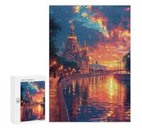 Puzzle 300 PCS pour Adolescents Golden Domes Reflecting Twilight's Glow Puzzles pour Adultes : Améliorent La Mémoire, Difficiles Et Stimulants, Cadeaux De Noël Et d'anniversaire 300 PCS