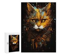 Puzzle 300 PCS pour Adolescents Golden Machine Cat Puzzle Jeux De Famille Assemblage De Motifs Cadeaux Uniques pour Anniversaire Et Noël 300 PCS