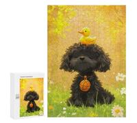 Puzzle 300 PCS pour Adolescents Golden Poodle with Rubber Duck Puzzles pour Adultes : Améliorent La Mémoire, Difficiles Et Stimulants, Cadeaux De Noël Et d'anniversaire 300 PCS