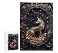 Puzzle 300 PCS pour Adolescents Golden Red Steampunk Fox Puzzle Jeux De Famille Assemblage De Motifs Cadeaux Uniques pour Anniversaire Et Noël 300 PCS