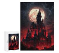 Puzzle 300 PCS pour Adolescents Gothic Castle with Full Moon-1 Puzzles pour Adultes : Améliorent La Mémoire, Difficiles Et Stimulants, Cadeaux De Noël Et d'anniversaire 300 PCS