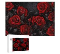 Puzzle 300 PCS pour Adolescents Gothic Red Rose Wallpaper-2 Puzzles pour Adultes Jeux De Détente Décoration Parfaite Interaction Parent-Enfant 300 PCS