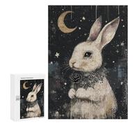 Puzzle 300 PCS pour Adolescents Gothic White Rabbit with Black Rose Puzzle Adulte Jeu Manuel Décoration Intérieure Cadeaux Uniques pour Anniversaire Et Noël 300 PCS