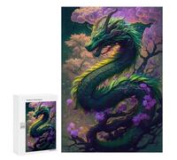 Puzzle 300 PCS pour Adolescents Green Dragon Flowers Puzzle pour Adultes Jouets Anti-Stress Difficile Idéal comme Cadeau 300 PCS