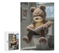 Puzzle 300 PCS pour Adolescents Grumpy Teddy Bear Reading on Toilet Puzzle pour Adultes Jeux Relaxants Décoration Parfaite, pour Toute La Famille 300 PCS