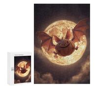 Puzzle 300 PCS pour Adolescents Halloween Pumpkin Bat Moon Puzzle pour Adolescents Améliore La Mémoire Défi À Compléter Amusant en Famille Et Soirée Jeux 300 PCS