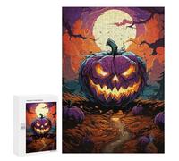 Puzzle 300 PCS pour Adolescents Halloween Pumpkin Full Moon Jeux De Puzzle Relaxants, Défi Difficile, Cadeaux Uniques pour Anniversaire Et Noël 300 PCS