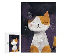 Puzzle 300 PCS pour Adolescents Happy and Cute Calico Cat Puzzle Jeux De Famille Assemblage De Motifs Cadeaux Uniques pour Anniversaire Et Noël 300 PCS