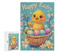Puzzle 300 PCS pour Adolescents Happy Easter Chick with Eggs Casse-têtes pour Adultes Jeux Relaxants Analyse Et Logique Interaction Parent-Enfant 300 PCS