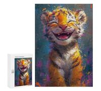 Puzzle 300 PCS pour Adolescents Happy Tiger Painting Puzzles pour Adultes : Améliorent La Mémoire, Difficiles Et Stimulants, Cadeaux De Noël Et d'anniversaire 300 PCS