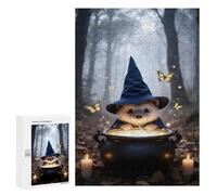 Puzzle 300 PCS pour Adolescents Hedgehog Wizard with Cauldron in Forest Jeux De Puzzle Relaxants, Défi Difficile, Cadeaux Uniques pour Anniversaire Et Noël 300 PCS