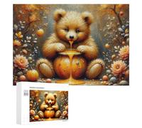Puzzle 300 PCS pour Adolescents Honey Bear Autumn Scene Puzzles pour Adultes Jeu Familial Course De Vitesse Manuelle Cadeaux Anti-Stress 300 PCS