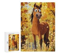 Puzzle 300 PCS pour Adolescents Horse in Autumn Forest Puzzle Jeux De Famille Assemblage De Motifs Cadeaux Uniques pour Anniversaire Et Noël 300 PCS