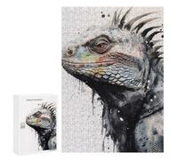 Puzzle 300 PCS pour Adolescents Iguana Beauty Black Ink Puzzle Adulte Jeu Manuel Décoration Intérieure Cadeaux Uniques pour Anniversaire Et Noël 300 PCS