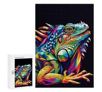 Puzzle 300 PCS pour Adolescents Iguana WPAP Pop Art Casse-têtes pour Adultes Jeux Relaxants Analyse Et Logique Interaction Parent-Enfant 300 PCS