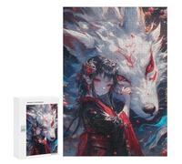 Puzzle 300 PCS pour Adolescents Japanese Fox Spirit Artwork Puzzle pour Adolescents Améliore La Mémoire Défi À Compléter Amusant en Famille Et Soirée Jeux 300 PCS